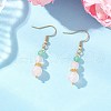 Round Natural Malaysia Jade & Rose Quartz Beaded Dangle Earrings EJEW-JE06471-1