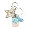 26Pcs Transparent Epoxy Resin & Transparent Acrylic & Faux Suede Tassel Keychain KEYC-JKC01202-02-2