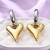 Two Tone Heart Brass Hoop Earrings EJEW-D322-12GP-01B-1