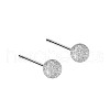 Anti-Tarnish Rhodium Plated 999 Fine Silver Texture Round Stud Earrings for Women EJEW-S215-08P-1