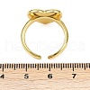 Pink Color Enamel Heart with Eye Open Cuff Ring RJEW-F135-08G-5