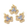 Clover Rack Plating Brass Cubic Zirconia Pendants KK-K385-078G-2