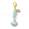 Shell Shape Alloy Enamel & Natural Aquamarine & Red Jasper & Rose Quartz & Amethyst Chips Bead Pendant Decorations HJEW-JM03247-4