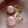 Round Brass Clear Cubic Zirconia Hoop Earrings FS-WG48C1B-01-3