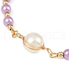 Glass Pearl Round Beaded Link Bracelets for Women BJEW-JB11975-03-4
