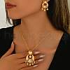 Bohemian Style Moon Brass Micro Pave Cubic Zirconia Earrings & Necklaces Set for Women SC3295-4