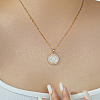 Exquisite Brass Micro Pave Clear Cubic Zirconia Flat Round with Hamsa Hand Pendant Necklaces VI9739-1-2