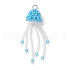Glass Seed Beaded Jellyfish Pendants PALLOY-MZ00660-04-1