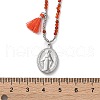 304 Stainless Steel Oval Virgin Mary Pendant Necklaces NJEW-A045-24P-6