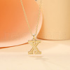 Alloy Textured Initial Pendant Necklaces FS-WG9837C-24-1