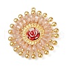 304 Stainless Steel and Resin Flower Pendants STAS-R170-03G-02-1