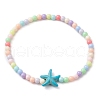 Beach Starfish Synthetic Turquoise Link Bracelets BJEW-JB10238-04-1