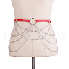 Imitation Leather Alloy Curb Chain Tassel Waist Chains FS-WGF81BE-02-1
