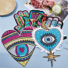 HOBBIESAY 6Pcs 6 Style Hamsa Hand/Heart with Evil Eye Computerized Embroidery Cloth Iron on Sequins Patches DIY-HY0001-50-3