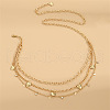 Flat Round & Heart Alloy Crystal Rhinestone Charm 3 Layer Waist Belly Chains for Women FS-WG368BF-01-2
