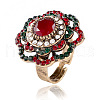 Flower Bohemian Style Zinc Alloy & Rhinestone & Resin Adjustable Finger Rings FS-WGD226E-01-2