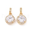 Real 18K Gold Plated Brass Micro Pave Clear Cubic Zirconia Pendants KK-E068-VC435-2
