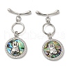 Brass Toggle Clasps with Paua Shell KK-N254-73P-1