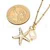 Starfish/Sea Stars & Natural Pearl Pendant Necklace for Teen Girl Women NJEW-JN03717-01-4