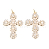Brass & ABS Plastic Pearl Pendants KK-U058-10G-1