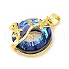 Brass Pendants with Cubic Zirconia and Glass KK-D536-21G-08-2
