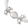 Mother's Day Jewellery Flat Round Natural Pearl & Polyester Cord Braided Bracelets BJEW-JB10422-3