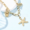 Summer Beach 304 Stainless Steel Starfish Shell Shaped Bib Necklaces NJEW-R026-17G-1