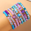 8Pcs 8 Colors Handmade Polymer Clay Heishi Bead Stretch Bracelet Set WG3957D-02-1