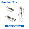 SUPERFINDINGS 100Pcs Brass with Stainless Steel Fishing Fishhook Connector Clasp FIND-FH0010-48B-2