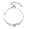 Brass Micro Pave Cubic Zirconia Link Bracelets BJEW-Z122-01P-4