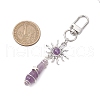 Copper Wire Wrapped Natural Amethyst Pointed Bullet Pendant Decorations HJEW-JM03104-02-3