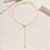Elegant Y-shaped Hollow Heart Brass Cubic Zirconia Pendant Long Necklace for Women Parties and Events HJ3504-1