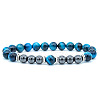 Dyed Natural Tiger Eye & Synthetic Hematite Stretch Bracelet XX9870-1-1