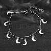 304 Stainless Steel Moon Charm Bracelets BJEW-R021-01P-2