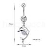 Piercing Jewelry Real Platinum Plated Brass Rhinestone Dolphin Navel Ring Belly Rings AJEW-EE0001-63-5