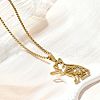 304 Stainless Steel Dog Outline Pendant Necklaces NJEW-P327-06G-2