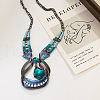 Teardrop Zinc Alloy Enamel & Glass Pendant Necklace & Stud Dangle Earring Sets FS-WG4650C-01-3