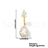 Geometric Brass Clear Cubic Zirconia Teardrop Curved Barbell Belly Button Rings for Women's Gift OY0687-3-1