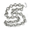 304 Stainless Steel Textured Double Ring Link Chain Necklaces NJEW-S453-02P-C-4