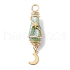 3Pcs 3 Styles Electroplated Natural Quartz Crystal Copper Wire Wrapped Pendants PALLOY-JF02586-06-3