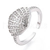 Brass Micro Pave Cubic Zirconia Adjustable Open Cuff Rings for Women RJEW-N051-03P-1