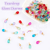 64Pcs 8 Color Copper Wired Glass Pendants PALLOY-AB00258-3