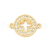 Brass Micro Pave Clear Cubic Zirconia Connector Charms KK-S510-05G-1