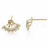 Brass Micro Pave Clear Cubic Zirconia Stud Earring Findings KK-S360-007-NF-3