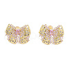 Cubic Zirconia Bowknot Stud Earrings EJEW-N011-66-2