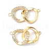 Rack Plating Brass Micro Pave Clear Cubic Zirconia Connector Charms KK-B072-25G-1
