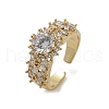 Brass Micro Pave Cubic Zirconia Adjustable Cuff Rings for Women RJEW-C129-04G-4