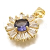 Brass Micro Pave Cubic Zirconia Pendants KK-K401-34G-02-2