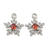 Flower Brass Micro Pave Cubic Zirconia Pendants KK-N254-102P-02-1