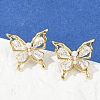 Butterfly Brass Micro Pave Cubic Zirconia Stud Earrings EJEW-M082-17G-02-4